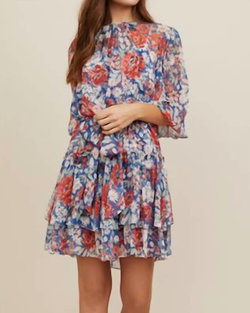 Front of a model wearing a size L Amelia Dress In Multi in Multi by CHRISTY LYNN. | dia_product_style_image_id:360624
